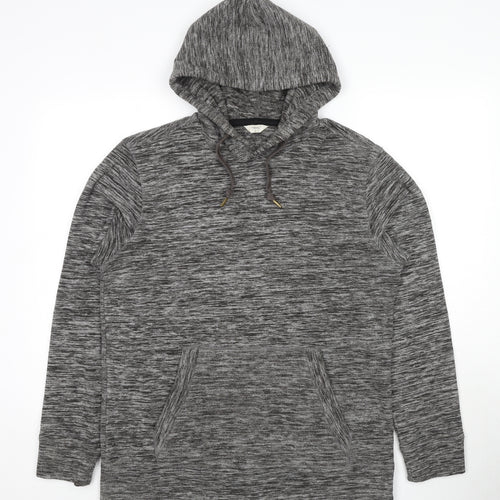 NEXT Mens Grey Striped Polyester Pullover Hoodie Size L