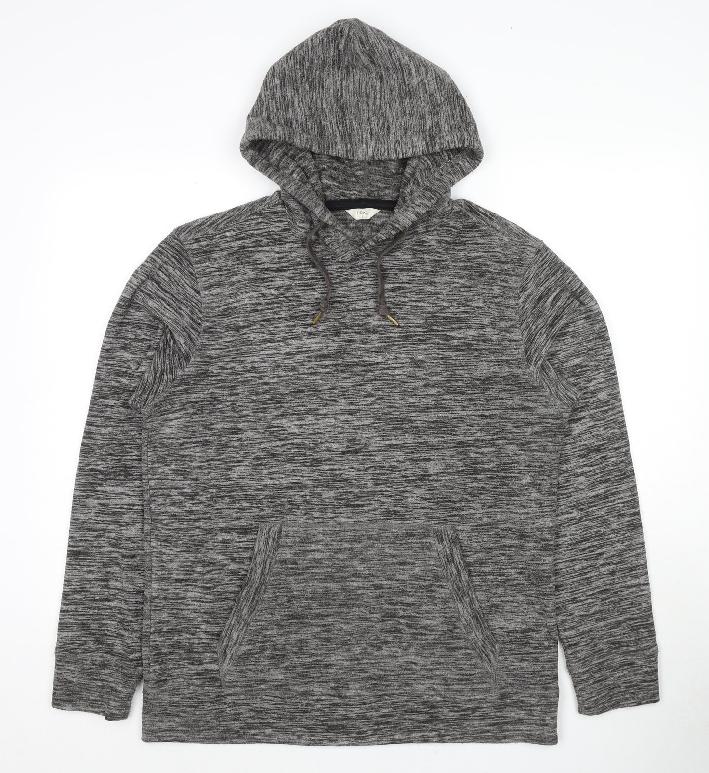 NEXT Mens Grey Striped Polyester Pullover Hoodie Size L