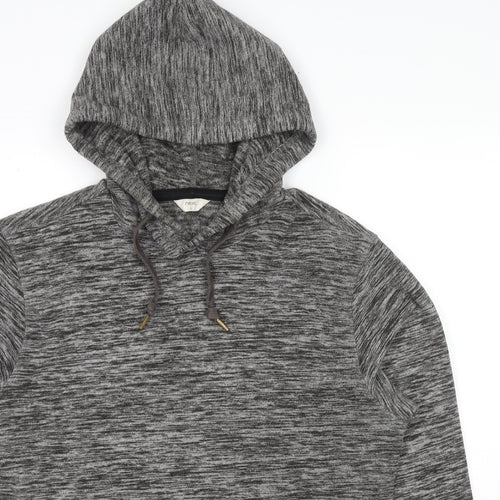 NEXT Mens Grey Striped Polyester Pullover Hoodie Size L