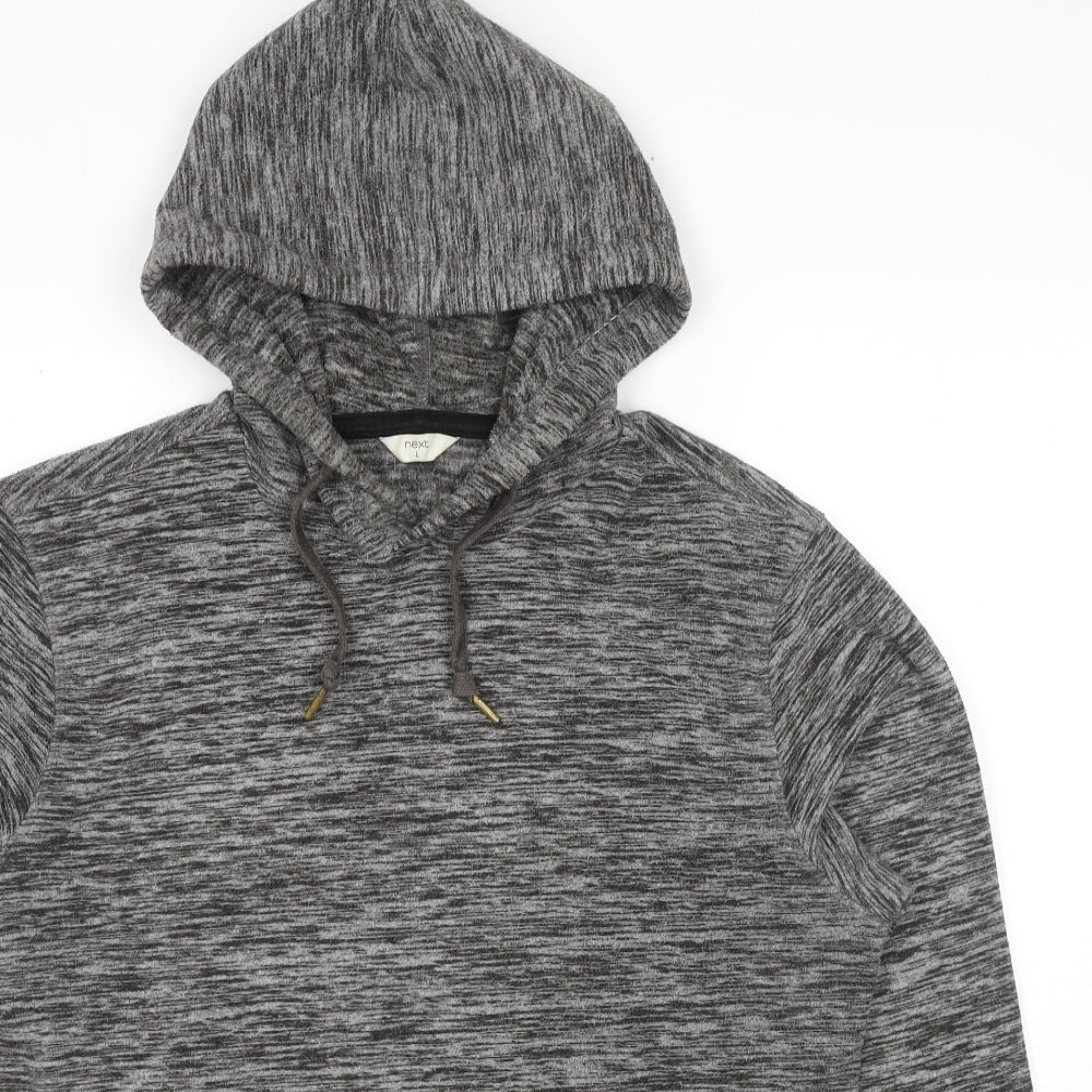 NEXT Mens Grey Striped Polyester Pullover Hoodie Size L