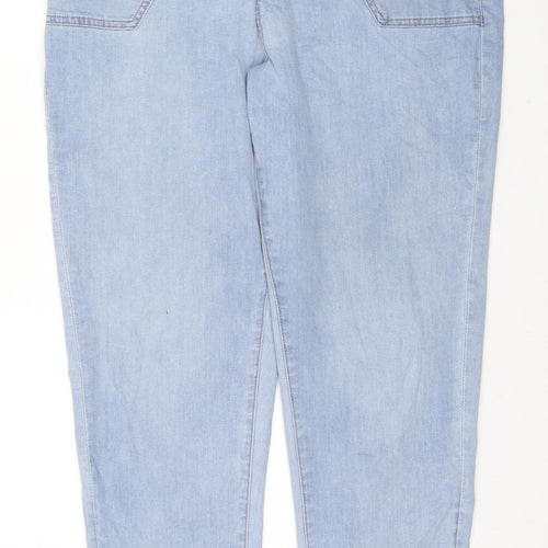 Marks and Spencer Womens Blue Cotton Tapered Jeans Size 18 L28 in Regular Zip