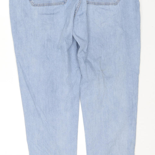 Marks and Spencer Womens Blue Cotton Tapered Jeans Size 18 L28 in Regular Zip