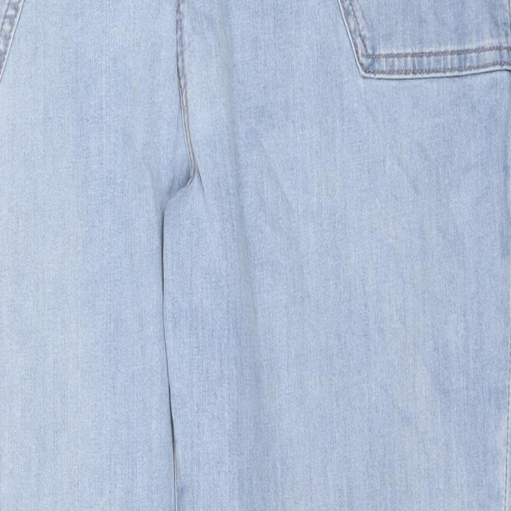 Marks and Spencer Womens Blue Cotton Tapered Jeans Size 18 L28 in Regular Zip