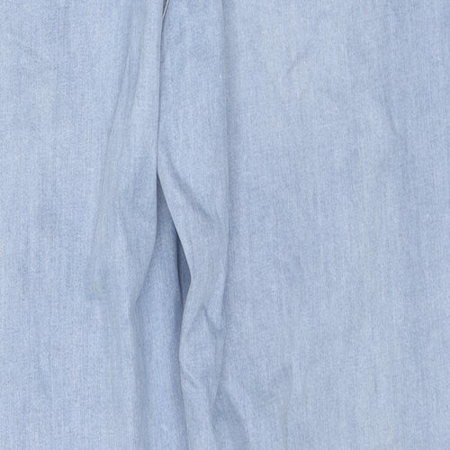 Marks and Spencer Womens Blue Cotton Tapered Jeans Size 18 L28 in Regular Zip