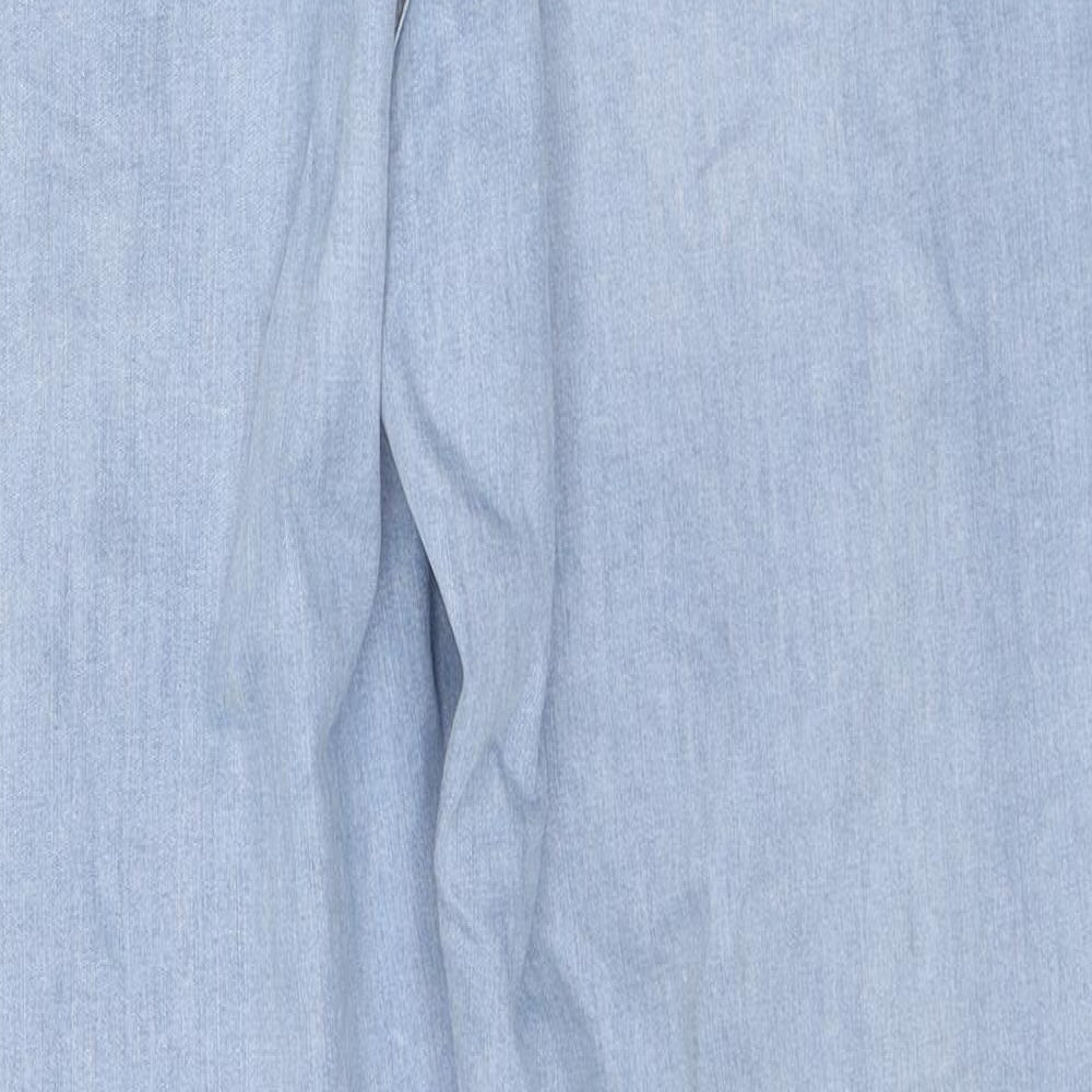 Marks and Spencer Womens Blue Cotton Tapered Jeans Size 18 L28 in Regular Zip