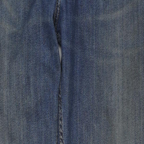 Marks and Spencer Mens Blue Cotton Straight Jeans Size 32 in L33 in Regular Zip