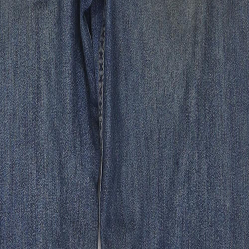 Marks and Spencer Mens Blue Cotton Straight Jeans Size 32 in L33 in Regular Zip