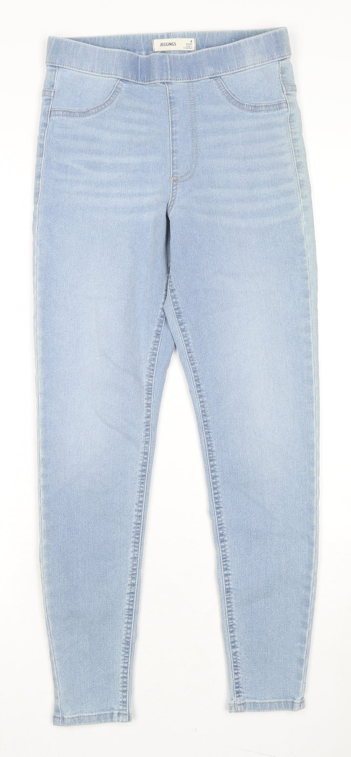 Marks and Spencer Womens Blue Cotton Jegging Jeans Size 8 L26 in Regular Zip