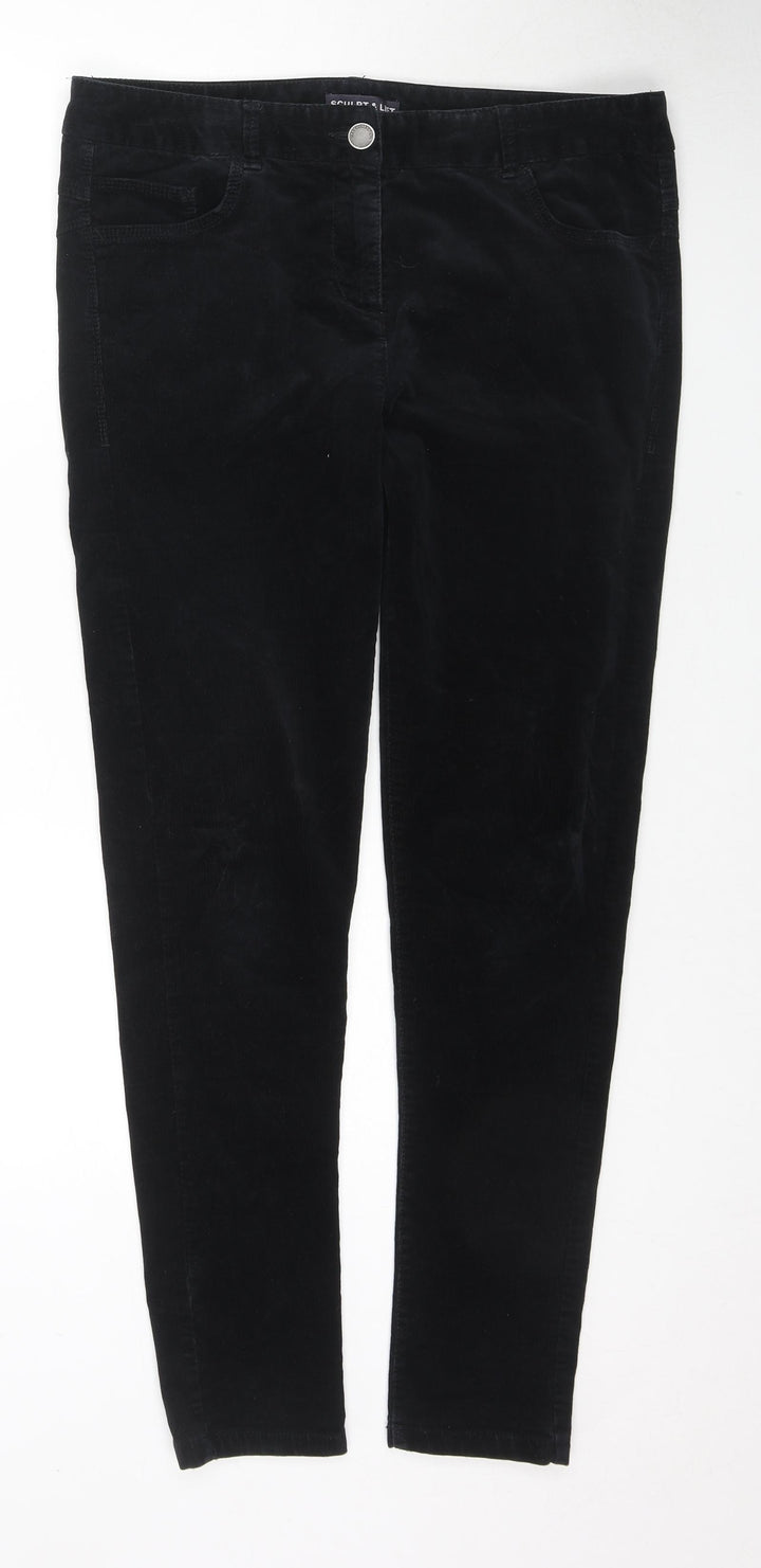Marks and Spencer Womens Black Polyester Trousers Size 34 in L28 in Regular Zip