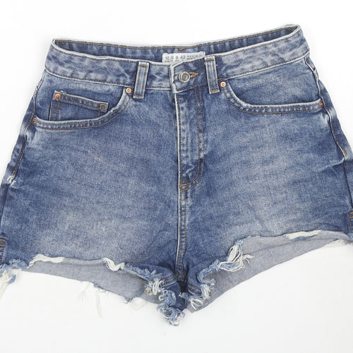 Denim & Co. Womens Blue Cotton Cut-Off Shorts Size 10 L3 in Regular Zip