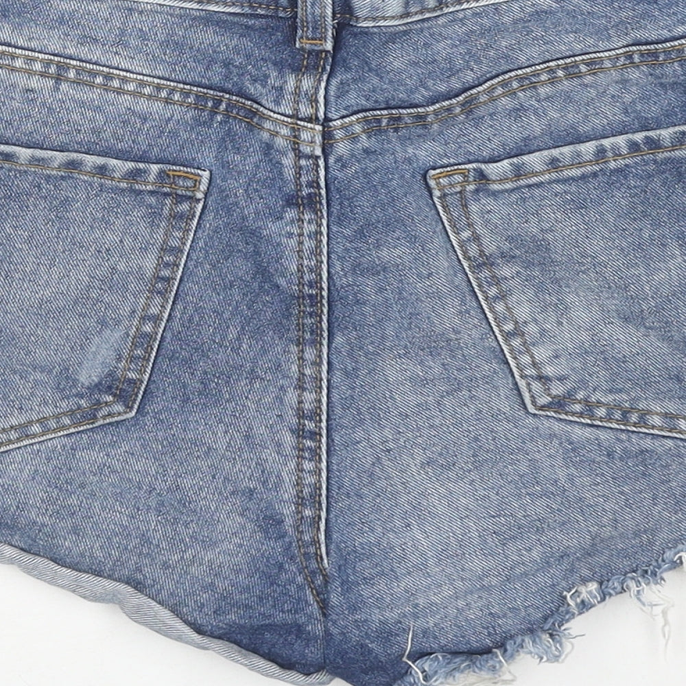 Denim & Co. Womens Blue Cotton Cut-Off Shorts Size 10 L3 in Regular Zip