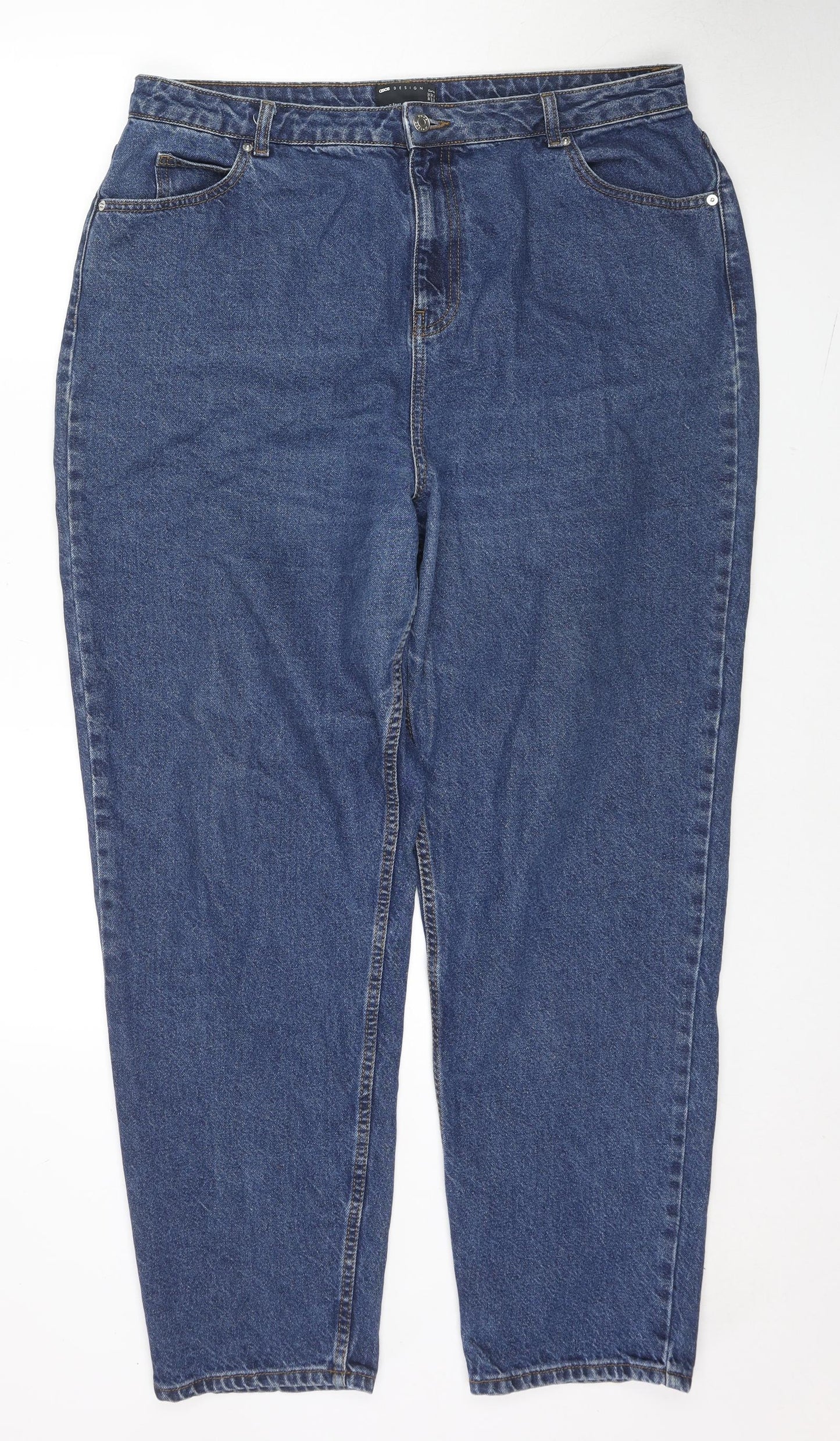 ASOS Curve Womens Black Cotton Straight Jeans Size 18 L32 in Regular Zip