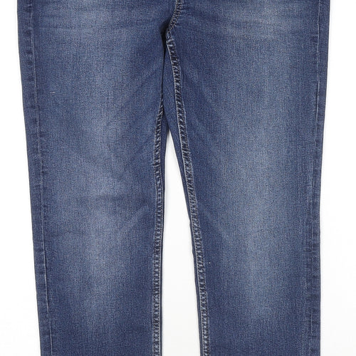Marks and Spencer Womens Blue Cotton Skinny Jeans Size 12 L26 in Regular Zip