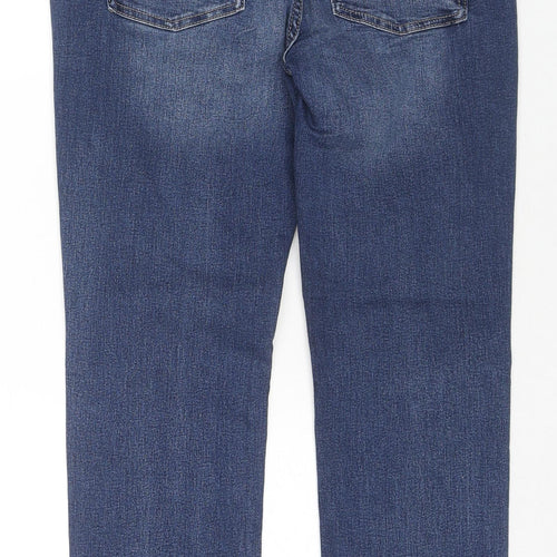 Marks and Spencer Womens Blue Cotton Skinny Jeans Size 12 L26 in Regular Zip