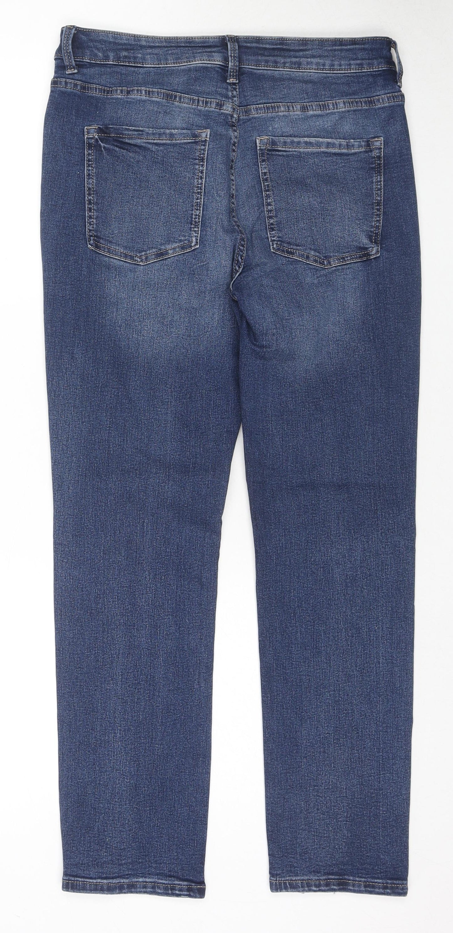 Marks and Spencer Womens Blue Cotton Skinny Jeans Size 12 L26 in Regular Zip