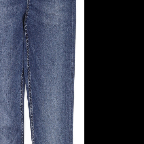Marks and Spencer Womens Blue Cotton Skinny Jeans Size 12 L26 in Regular Zip