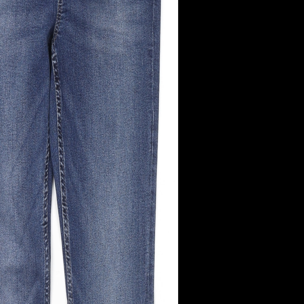 Marks and Spencer Womens Blue Cotton Skinny Jeans Size 12 L26 in Regular Zip
