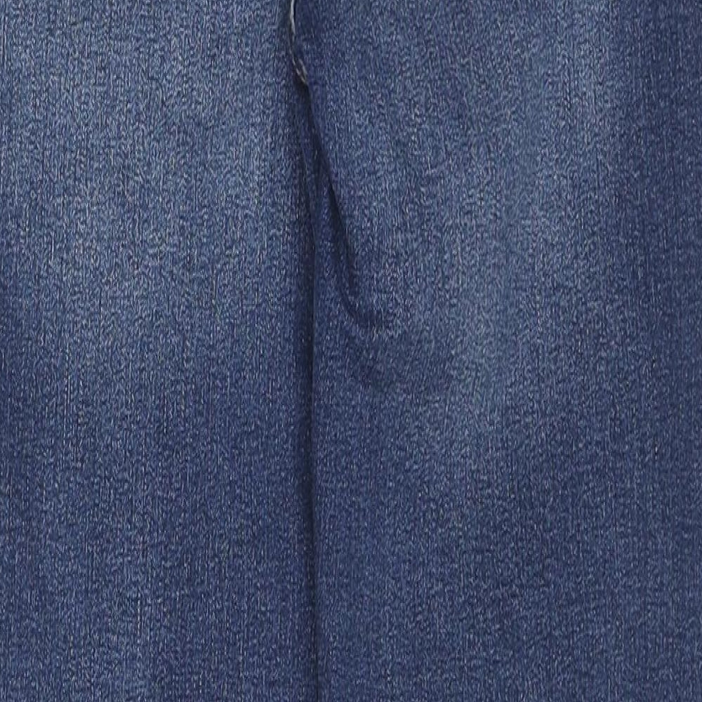 Marks and Spencer Womens Blue Cotton Skinny Jeans Size 12 L26 in Regular Zip