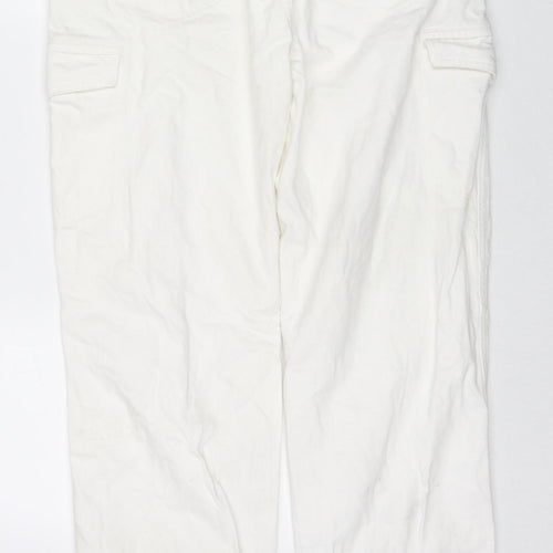 Topshop Womens White Cotton Straight Jeans Size 14 L31 in Regular Zip - Cargo Style