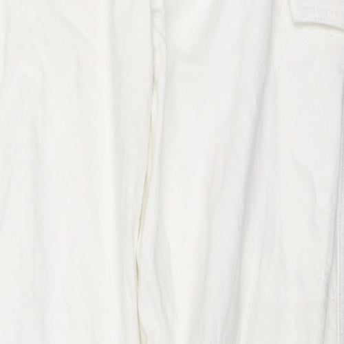 Topshop Womens White Cotton Straight Jeans Size 14 L31 in Regular Zip - Cargo Style