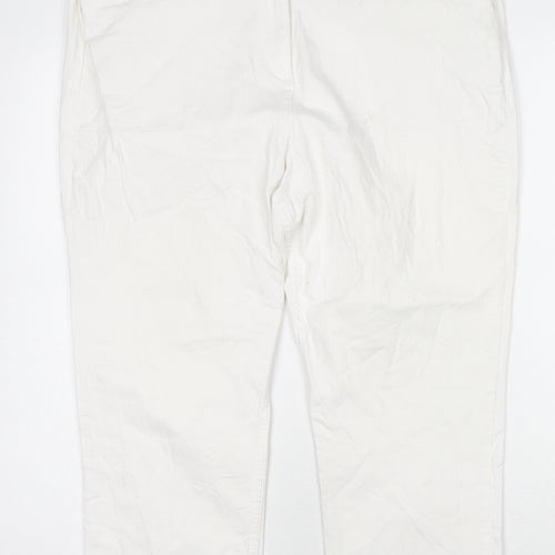 Marks and Spencer Womens White Cotton Cropped Jeans Size 16 L21 in Regular Zip