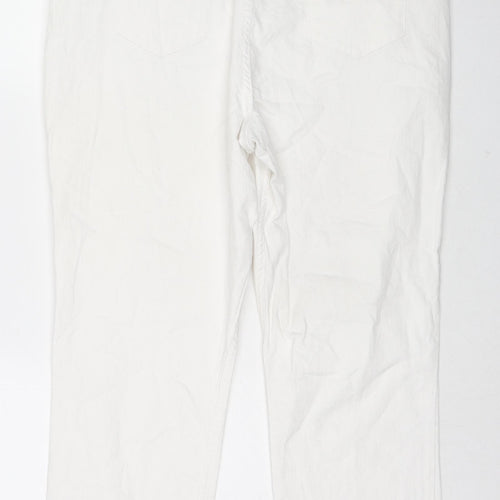 Marks and Spencer Womens White Cotton Cropped Jeans Size 16 L21 in Regular Zip