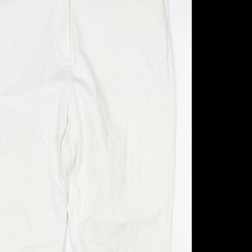 Marks and Spencer Womens White Cotton Cropped Jeans Size 16 L21 in Regular Zip