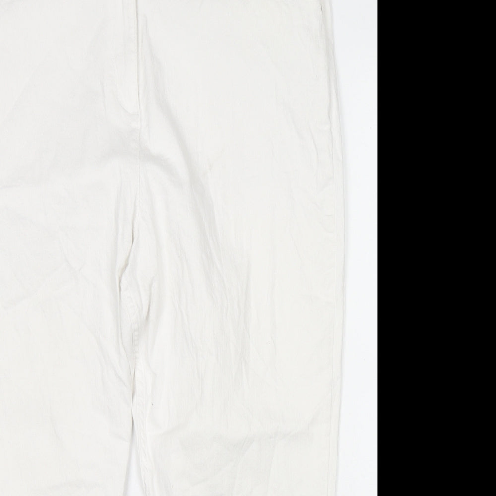 Marks and Spencer Womens White Cotton Cropped Jeans Size 16 L21 in Regular Zip