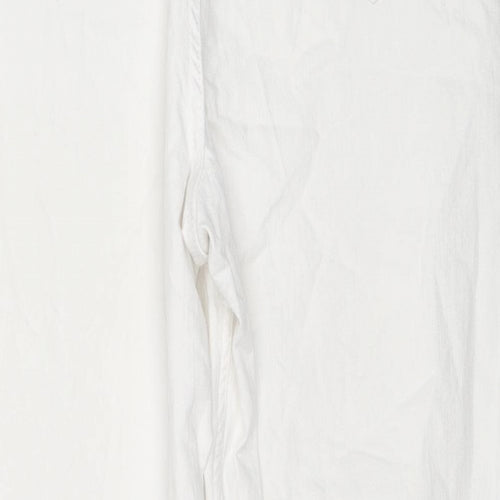 Marks and Spencer Womens White Cotton Cropped Jeans Size 16 L21 in Regular Zip