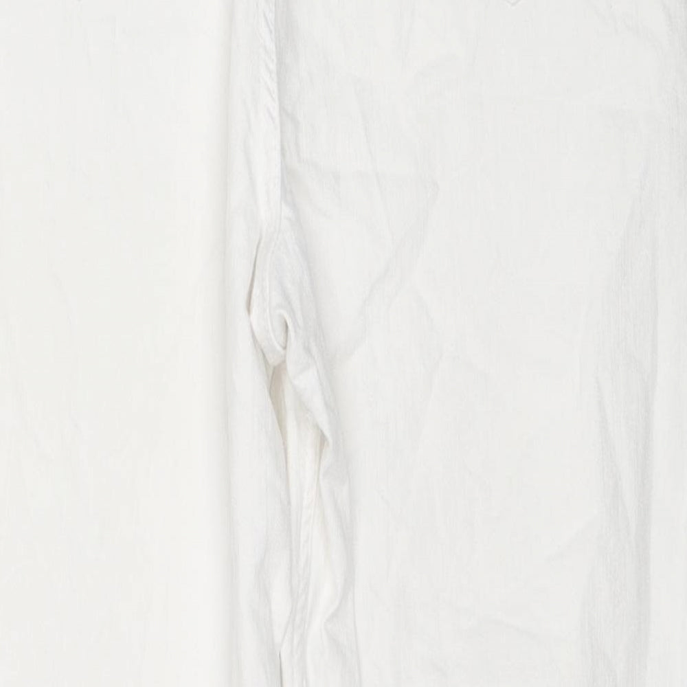 Marks and Spencer Womens White Cotton Cropped Jeans Size 16 L21 in Regular Zip