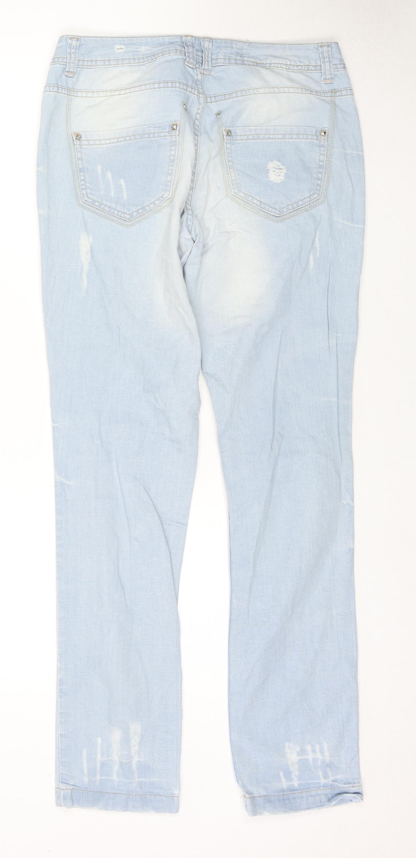 Select Womens Blue Cotton Straight Jeans Size 12 L30 in Regular Zip