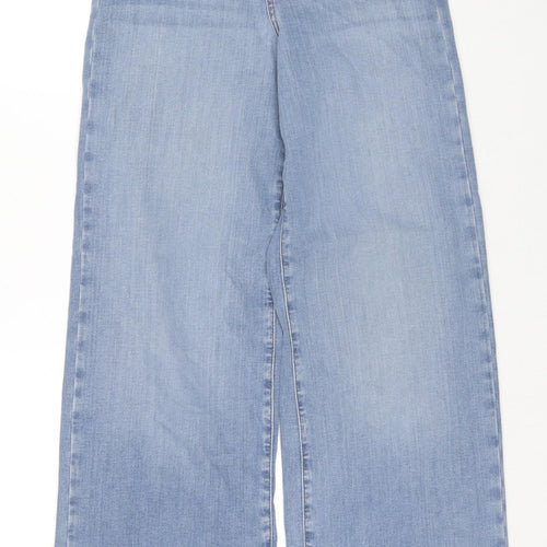 Autograph Womens Blue Cotton Wide-Leg Jeans Size 8 L31 in Regular Zip