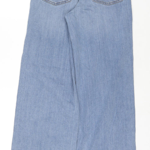 Autograph Womens Blue Cotton Wide-Leg Jeans Size 8 L31 in Regular Zip