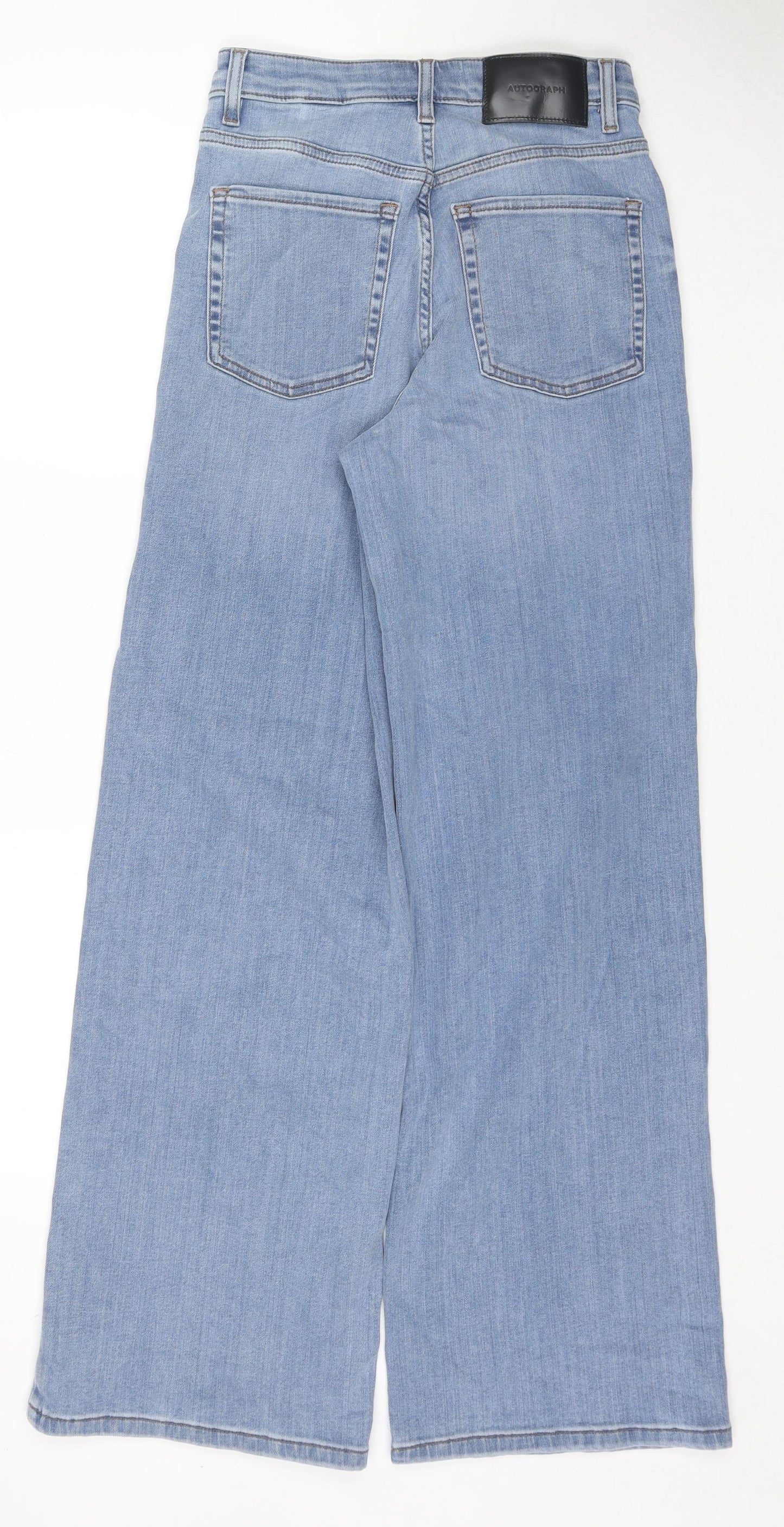 Autograph Womens Blue Cotton Wide-Leg Jeans Size 8 L31 in Regular Zip