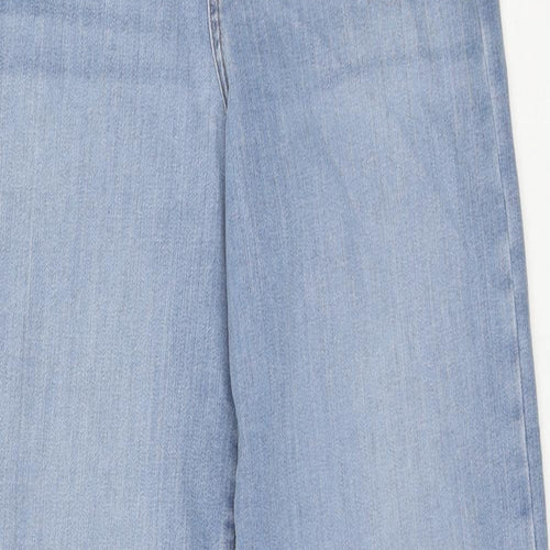 Autograph Womens Blue Cotton Wide-Leg Jeans Size 8 L31 in Regular Zip