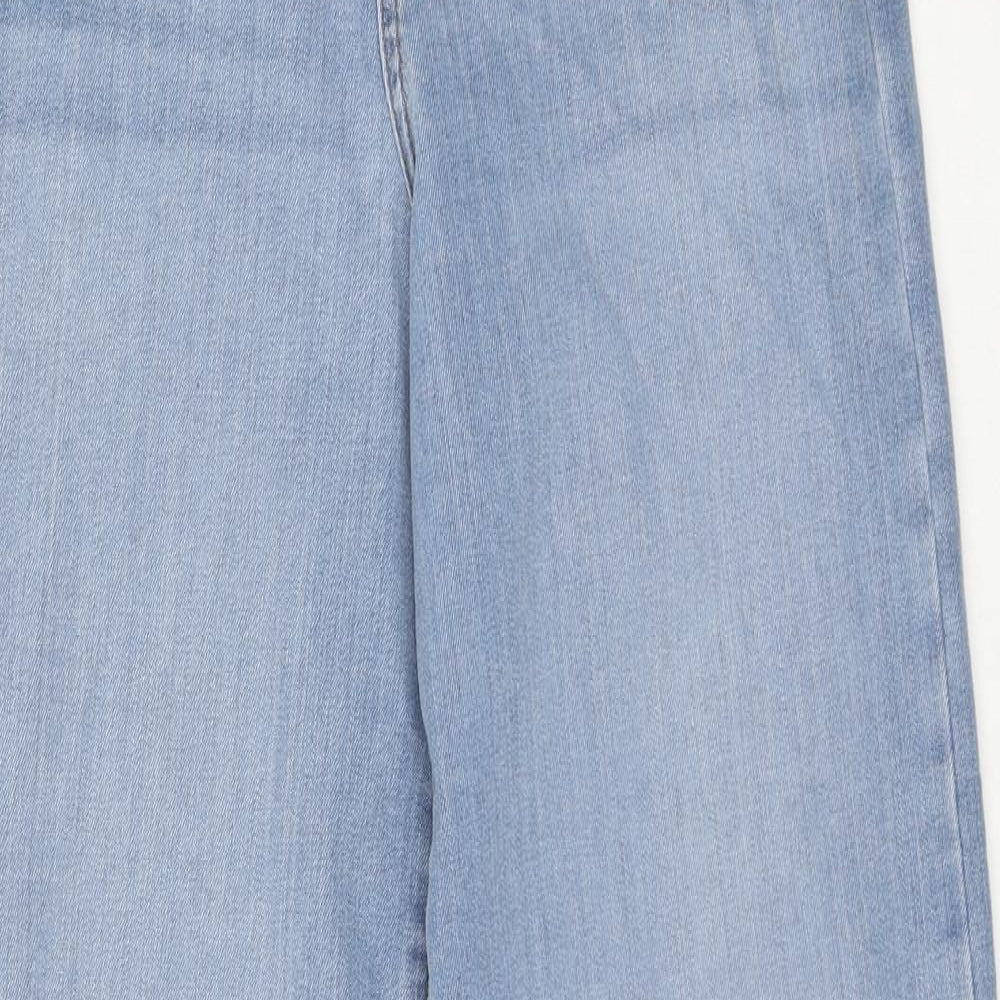 Autograph Womens Blue Cotton Wide-Leg Jeans Size 8 L31 in Regular Zip