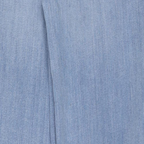 Autograph Womens Blue Cotton Wide-Leg Jeans Size 8 L31 in Regular Zip