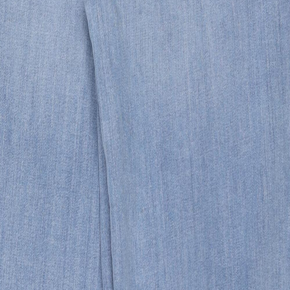 Autograph Womens Blue Cotton Wide-Leg Jeans Size 8 L31 in Regular Zip