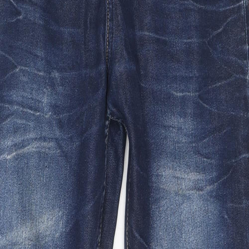 Premium Denim Boys Blue Cotton Straight Jeans Size 11 Years L27 in Regular Zip - Distressed