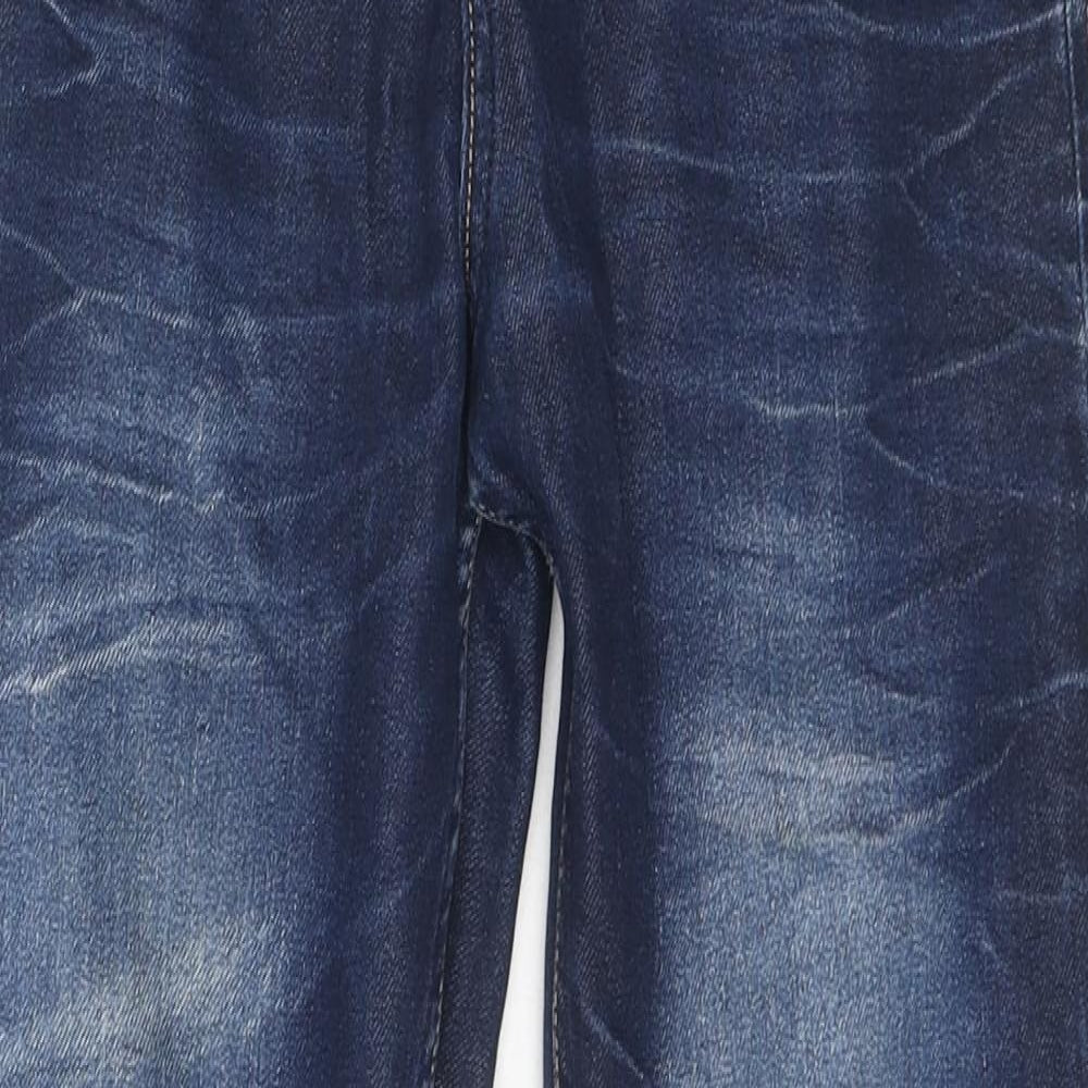 Premium Denim Boys Blue Cotton Straight Jeans Size 11 Years L27 in Regular Zip - Distressed