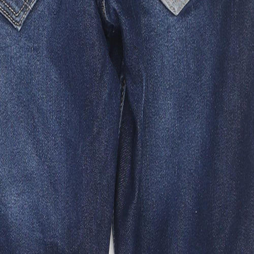 Premium Denim Boys Blue Cotton Straight Jeans Size 11 Years L27 in Regular Zip - Distressed