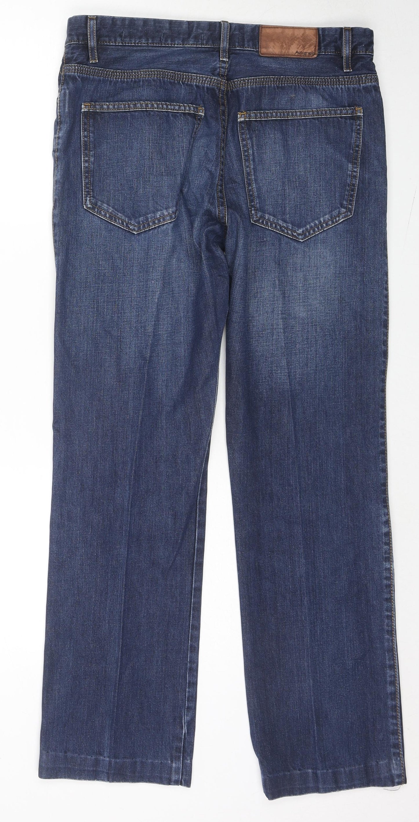 Autograph Mens Blue Cotton Straight Jeans Size 32 in L28 in Regular Zip - Customized Lenght