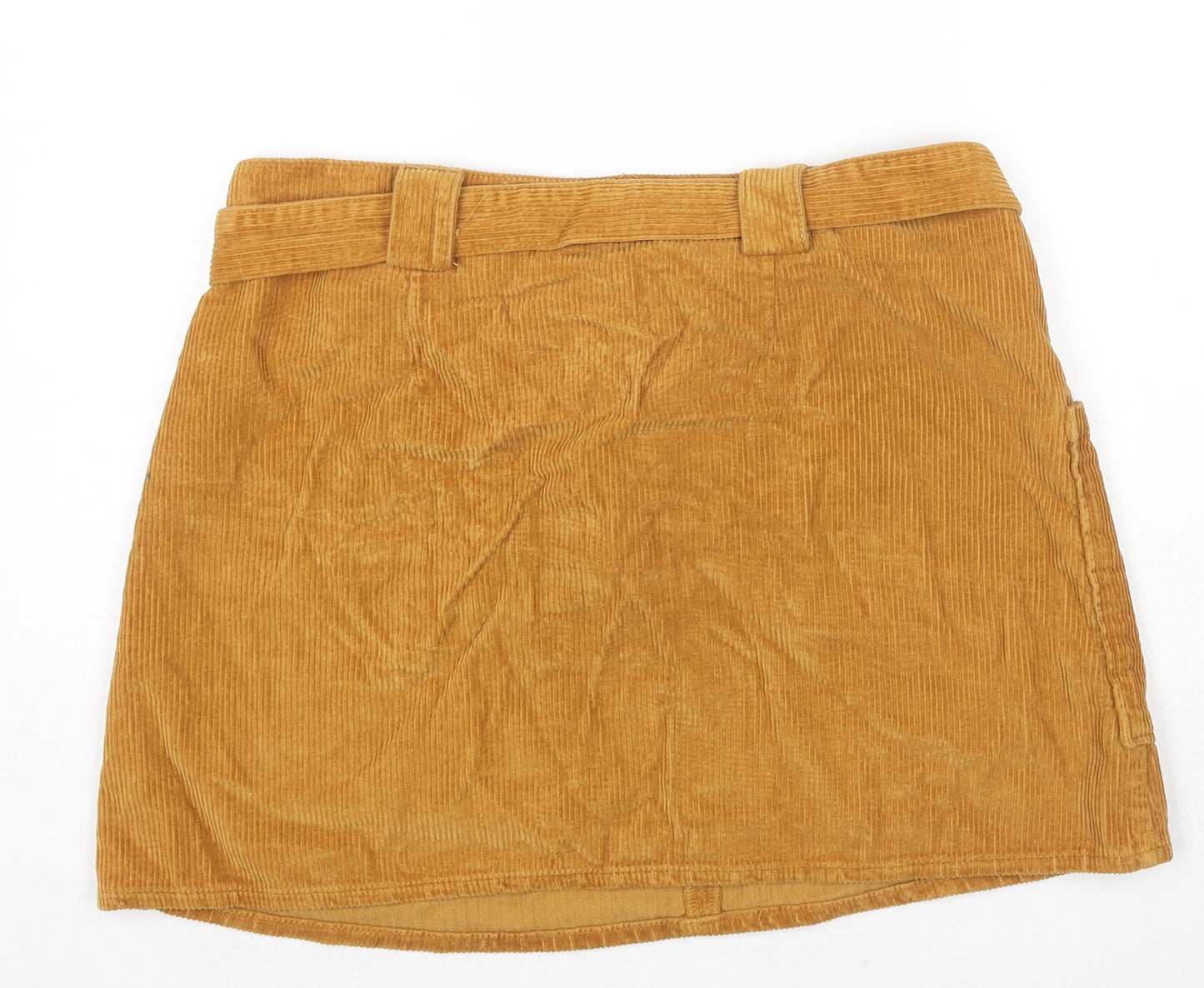 River Island Womens Brown Cotton A-Line Skirt Size 16 Zip