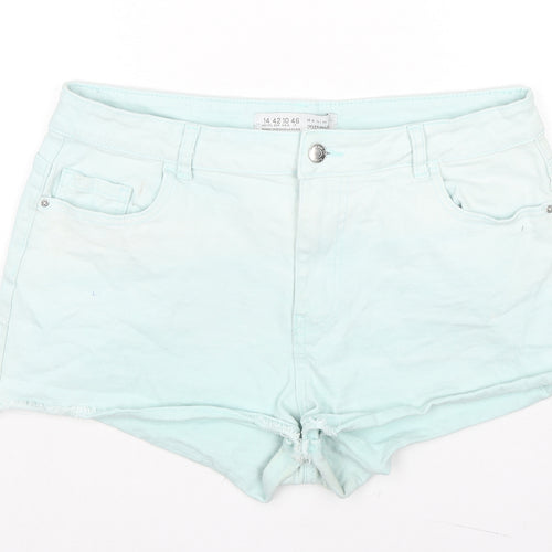 Denim & Co. Womens Blue Cotton Cut-Off Shorts Size 14 L3 in Regular Zip