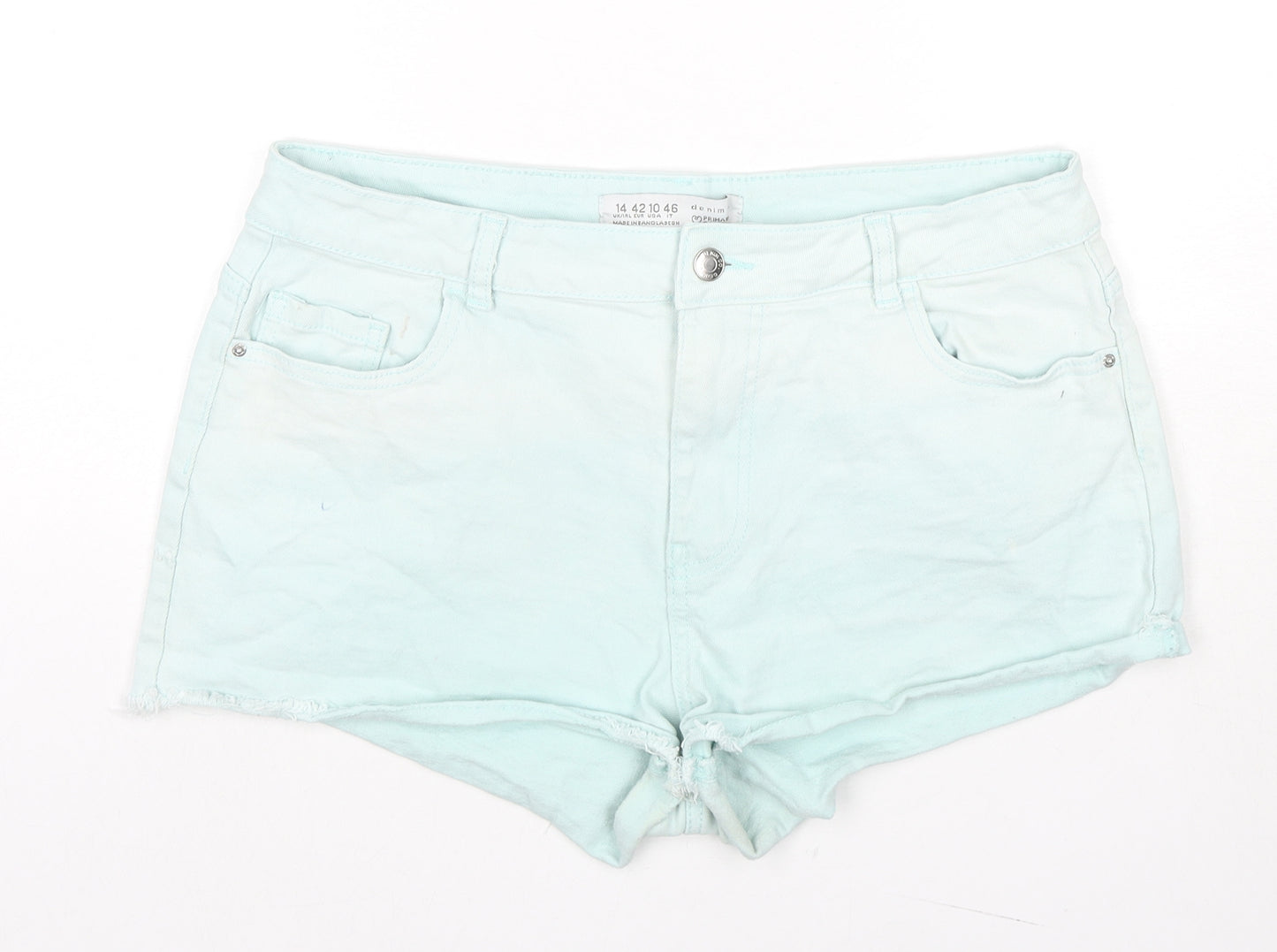 Denim & Co. Womens Blue Cotton Cut-Off Shorts Size 14 L3 in Regular Zip