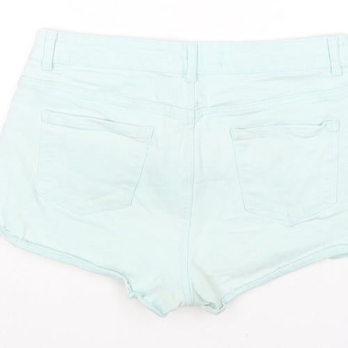 Denim & Co. Womens Blue Cotton Cut-Off Shorts Size 14 L3 in Regular Zip