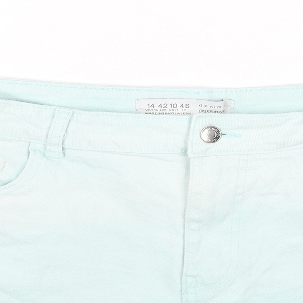Denim & Co. Womens Blue Cotton Cut-Off Shorts Size 14 L3 in Regular Zip