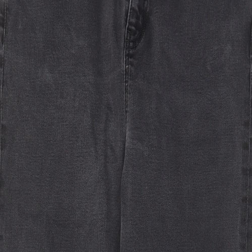 Marks and Spencer Womens Grey Cotton Straight Jeans Size 18 L28 in Regular Zip - Pockets
