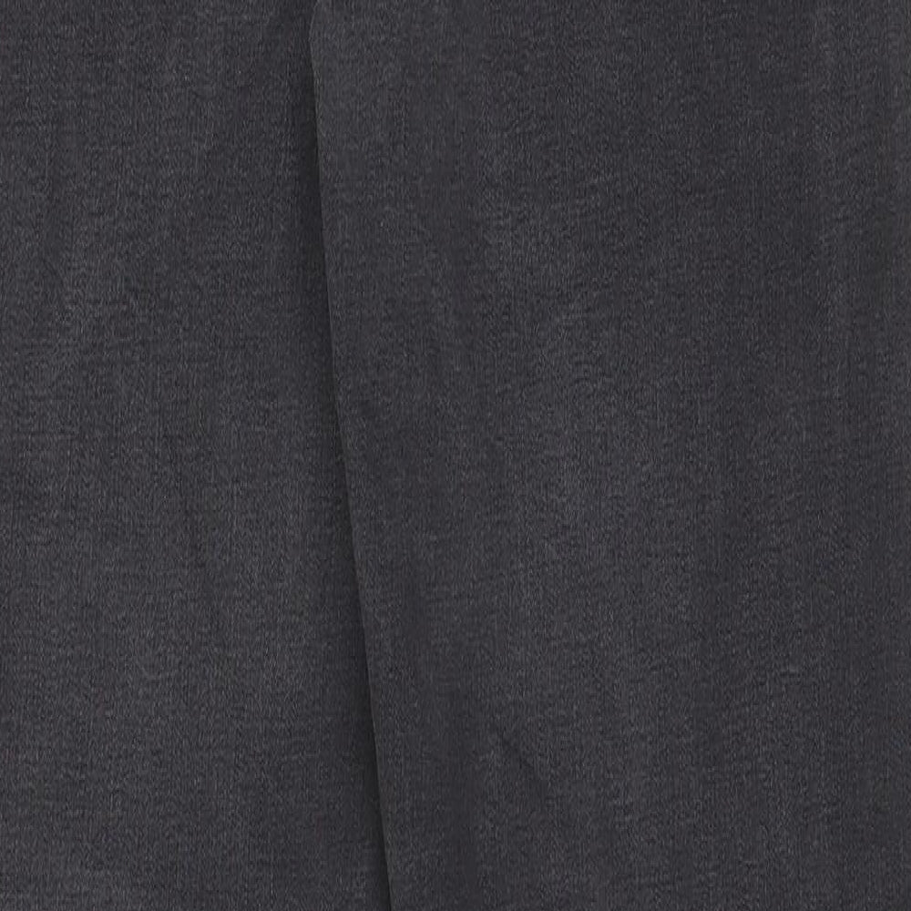 Marks and Spencer Womens Grey Cotton Straight Jeans Size 18 L28 in Regular Zip - Pockets
