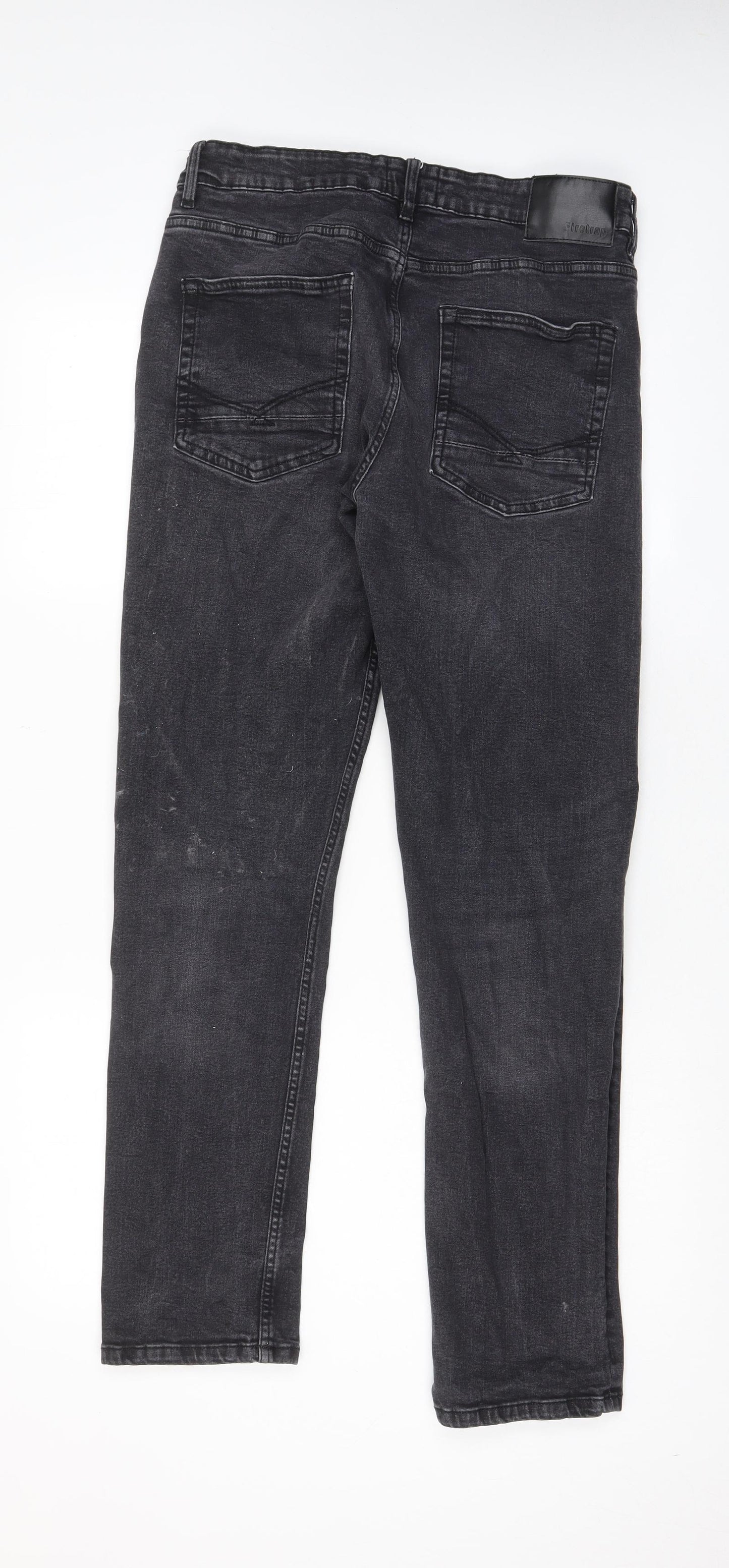 Firetrap Mens Grey Cotton Straight Jeans Size 34 in L32 in Regular Zip - Pockets
